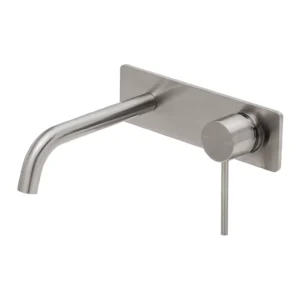 Vivid Slimline SwitchMix Wall Basin Bath Mixer Set 180mm - Brushed Nickel