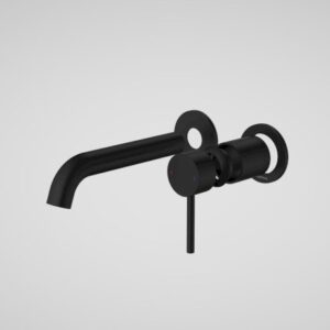 Liano 175mm Wall Basin Bath Trim Kit Round Cover Plates - Matte Black