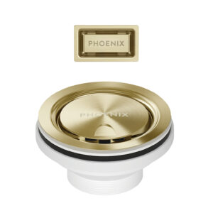 Covered Sink Basket Waste with Overflow - Brushed Gold