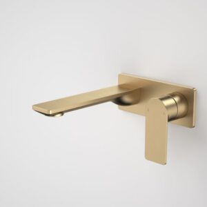 Urbane 180mm Wall Mixer Rectangular Plate, Brushed Brass (Sales Kit)