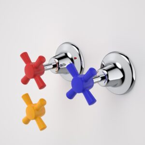 Caravelle Cross Wall Tap Set with Coloured Handles