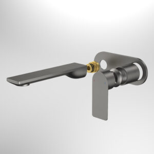 Urbane II Wall Basin/Bath 180mm Trim Kit - Gunmetal with Round Plate