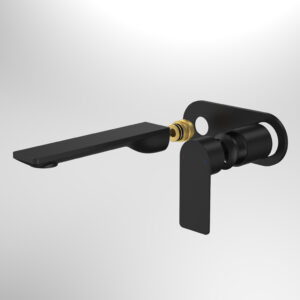 Urbane II Wall Basin/Bath 180mm Trim Kit - Matte Black with Round Plate