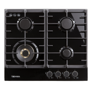 60cm 4 Burner Gas-On-Glass Cooktop - Brass with Black Finish