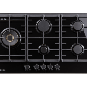 60cm 5 Burner Gas-On-Glass Cooktop - Brass with Black Finish
