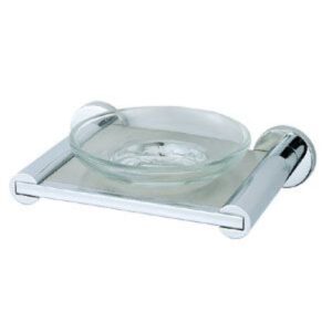 Glass Soap Dish – Solid Brass Base