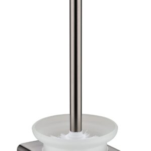 Toilet Brush with Frosted Glass Holder and Brass Frame