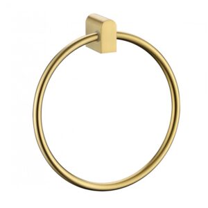 Sleek Round Towel Ring – Brushed Gold Solid Brass