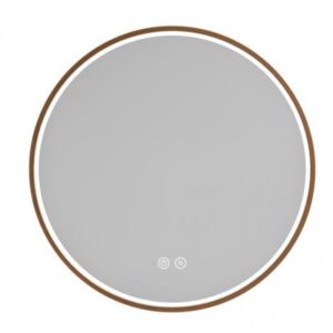 Round LED Mirror With Brushed Gold Frame Round LED Mirror With Brushed Gold Frame