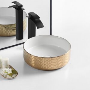 Gold Round Above Counter Basin – 360×120mm Bench Top