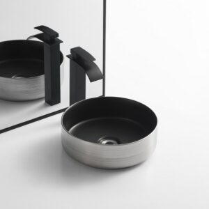 Silver and Black Abvoe Counter basin