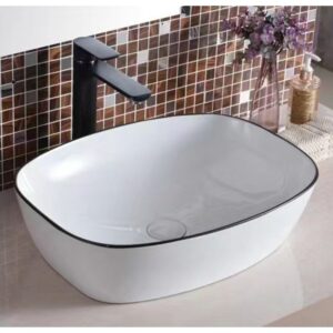 Above Counter Basin with Black Rim Bench Top