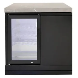 Double Side Cabinet with Single Fridge With Grey Benchtop