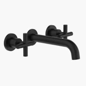 Cross Wall Basin Bath Set 180mm Matte Black