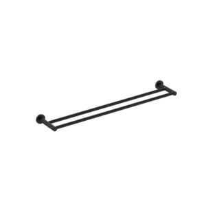 600mm Round Double Towel Rail – Sleek Matte Black