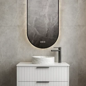 Poseidon Elysian Matte Black Framed Backlit Bluetooth Mirror