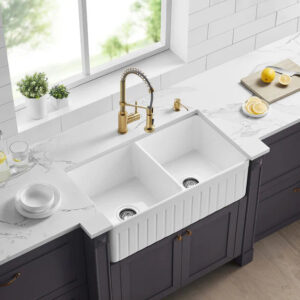 Poseidon Greenwich Fireclay farmhouse double sinks