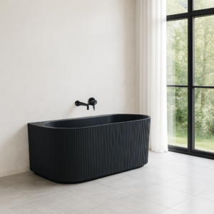 Poseidon Bali Fluted Freestanding Back-to-Wall Bathtub